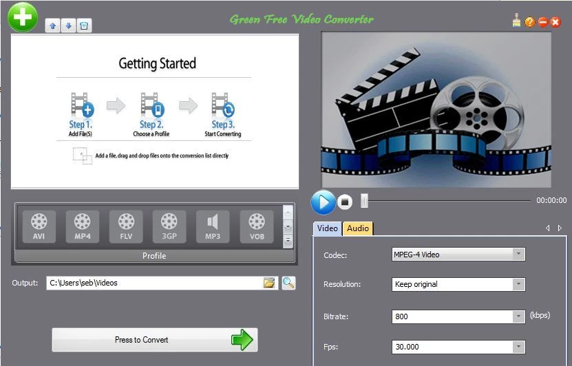 Green Free Video Converter — kuvakaappaus 1
