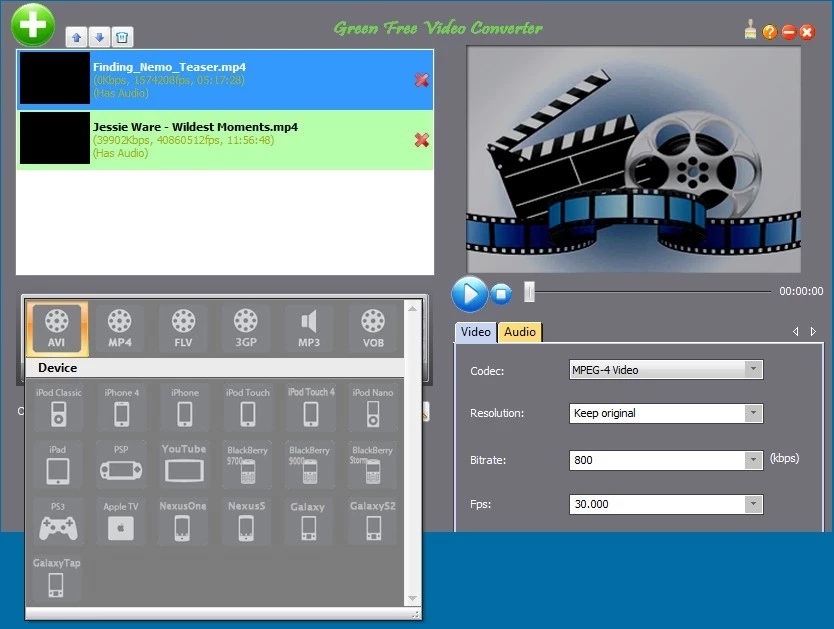 Green Free Video Converter — kuvakaappaus 4