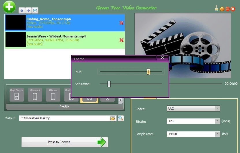 Green Free Video Converter — kuvakaappaus 5